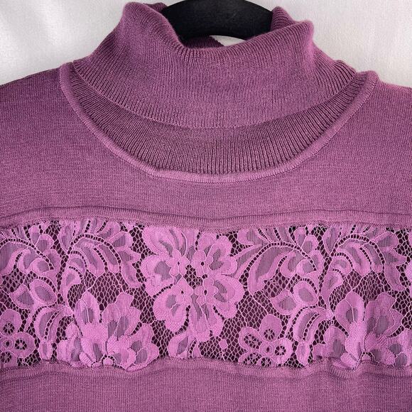 QED London Lace Turtleneck Cropped Sweater - Picture 2 of 12